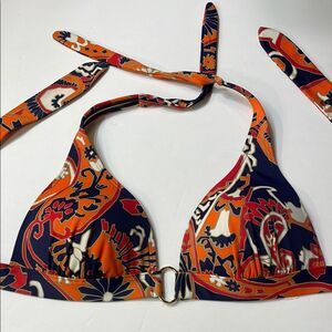 Victoria’s Secret Womens Vibrant Bikini Swim Top Navy/Orange Sz XL